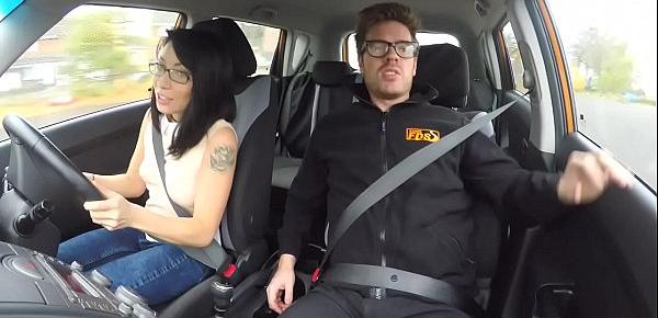  Fake Driving School Sloppy titwank and backseat blowjob with big tits Brit